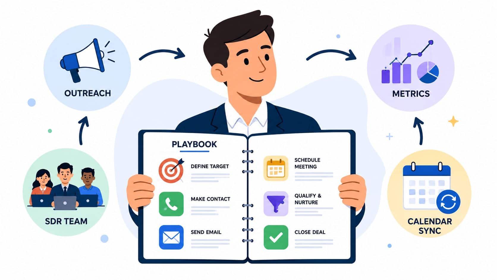 Illustration of B2B appointment setting process with HireSDR.